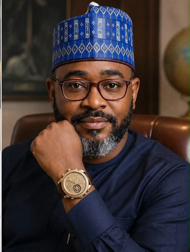 Official editorial portrait of Abdulhafiz Umar Barau in dark blue traditional attire
